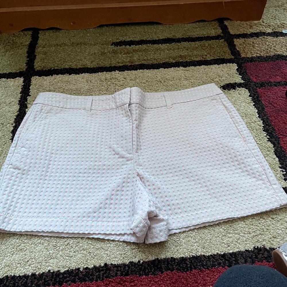 Loft tan w pink polka dots shorts size 16